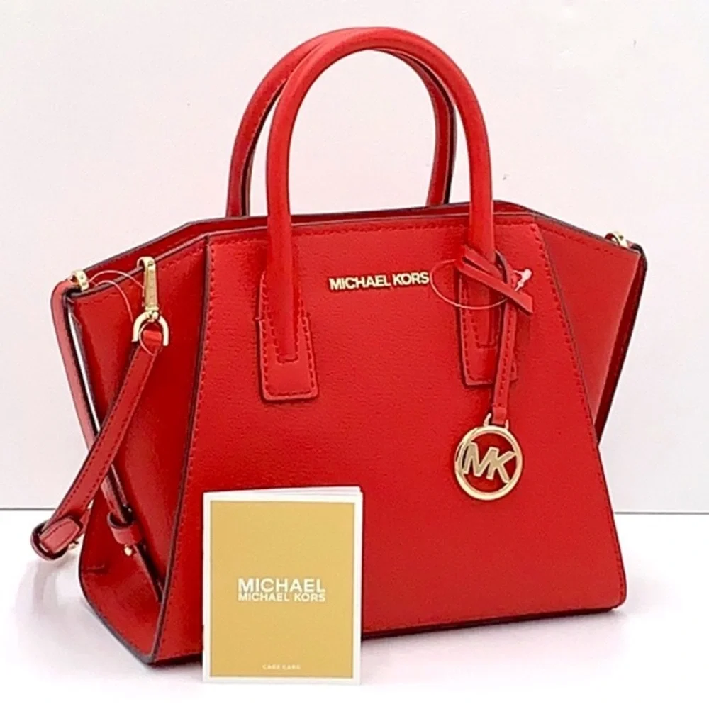 Michael Kors Avril Small Leather Top-Zip Satchel Flame color - Picture 1 of 16